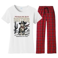 Meowdy Partner Cowboy Cat Vintage Women's Flannel Pajama Set