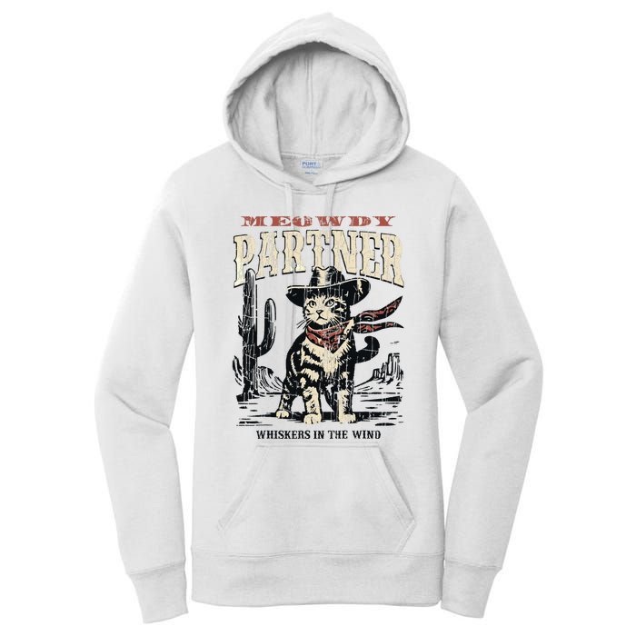 Meowdy Partner Cowboy Cat Vintage Women's Pullover Hoodie