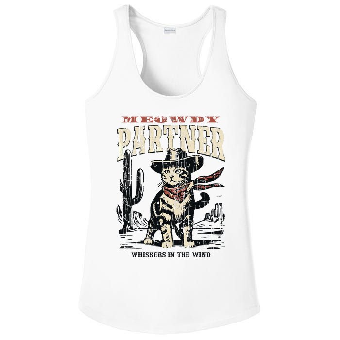 Meowdy Partner Cowboy Cat Vintage Ladies PosiCharge Competitor Racerback Tank