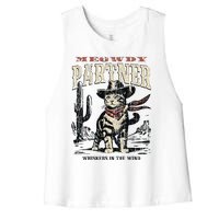 Meowdy Partner Cowboy Cat Vintage Women's Racerback Cropped Tank