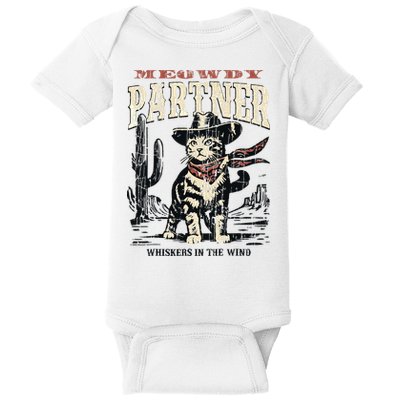 Meowdy Partner Cowboy Cat Vintage Baby Bodysuit