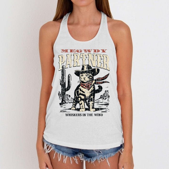 Meowdy Partner Cowboy Cat Vintage Women's Knotted Racerback Tank