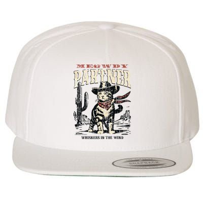 Meowdy Partner Cowboy Cat Vintage Wool Snapback Cap