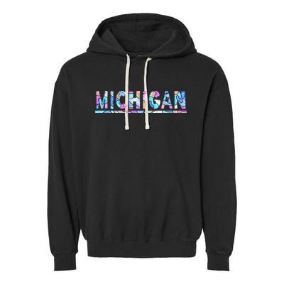 Michigan Patterned Curves Logo Garment-Dyed Fleece Hoodie