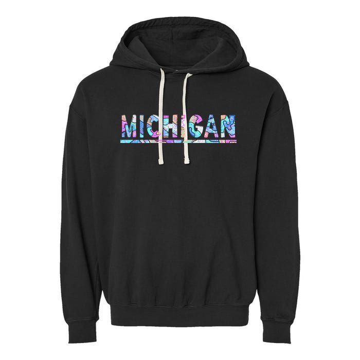 Michigan Patterned Curves Logo Garment-Dyed Fleece Hoodie