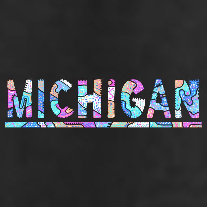 Michigan Patterned Curves Logo Garment-Dyed Fleece Hoodie