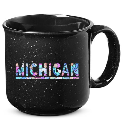 Michigan Patterned Curves Logo 15oz Campfire Ceramic Mug