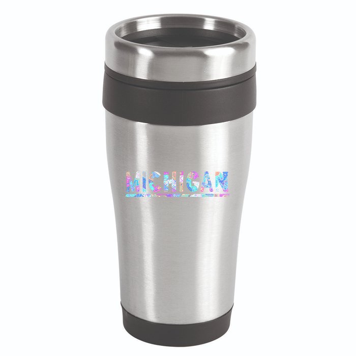 Michigan Patterned Curves Logo 16oz Travel Tumbler