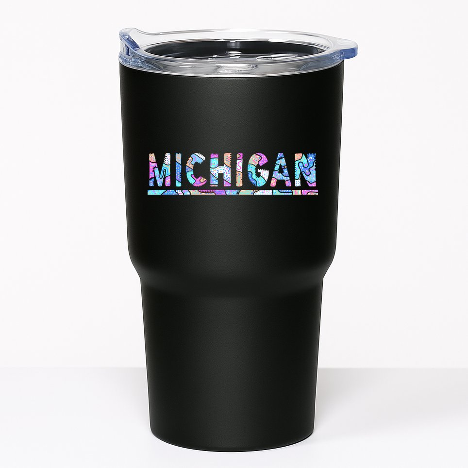 Michigan Patterned Curves Logo Tumbler