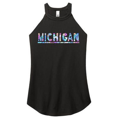 Michigan Patterned Curves Logo Women's Perfect Tri Rocker Tank