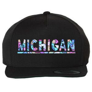 Michigan Patterned Curves Logo Wool Snapback Cap