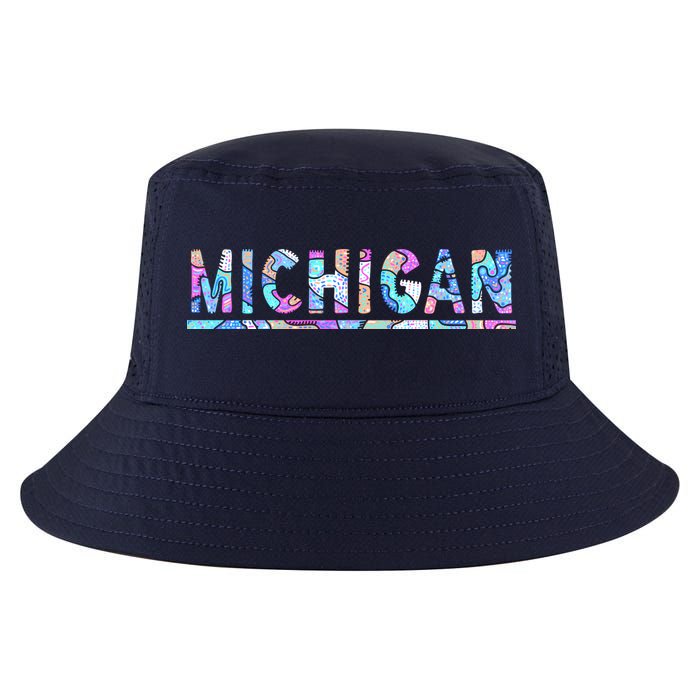 Michigan Patterned Curves Logo Cool Comfort Performance Bucket Hat