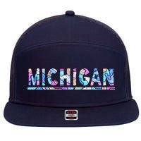 Michigan Patterned Curves Logo 7 Panel Mesh Trucker Snapback Hat