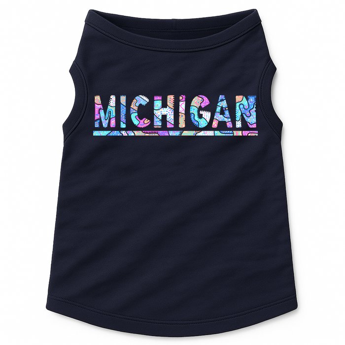 Michigan Patterned Curves Logo Doggie Tank