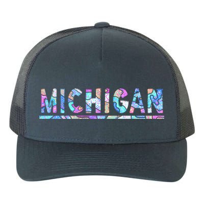 Michigan Patterned Curves Logo Yupoong Adult 5-Panel Trucker Hat