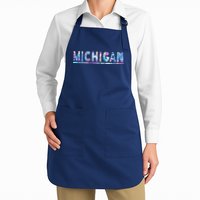 Michigan Patterned Curves Logo Full-Length Apron With Pockets
