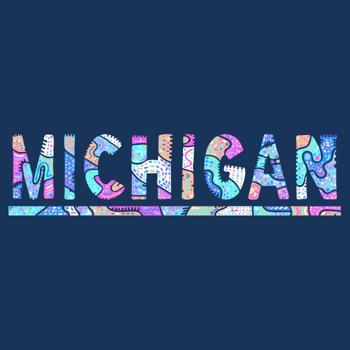 Michigan Patterned Curves Logo Full-Length Apron With Pockets