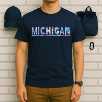Michigan Patterned Curves Logo T-Shirt
