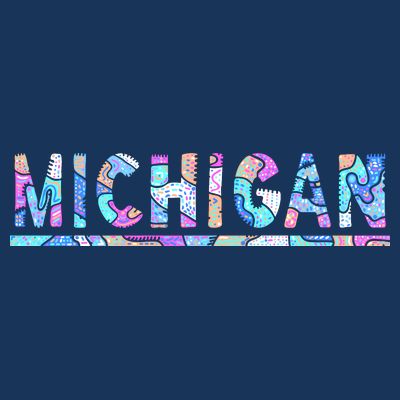 Michigan Patterned Curves Logo T-Shirt
