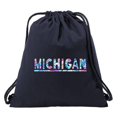 Michigan Patterned Curves Logo Drawstring Bag