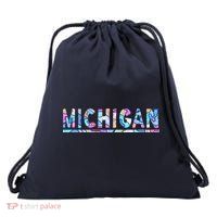 Michigan Patterned Curves Logo Drawstring Bag