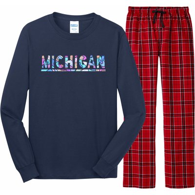 Michigan Patterned Curves Logo Long Sleeve Pajama Set