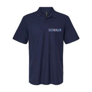 Michigan Patterned Curves Logo Softstyle Adult Sport Polo