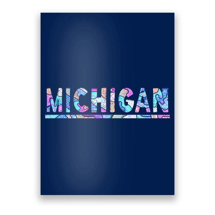 Michigan Patterned Curves Logo Poster