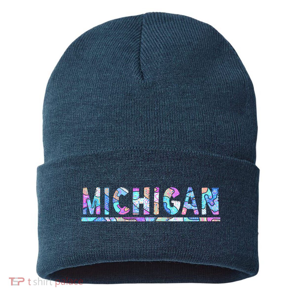Michigan Patterned Curves Logo Sustainable Knit Beanie