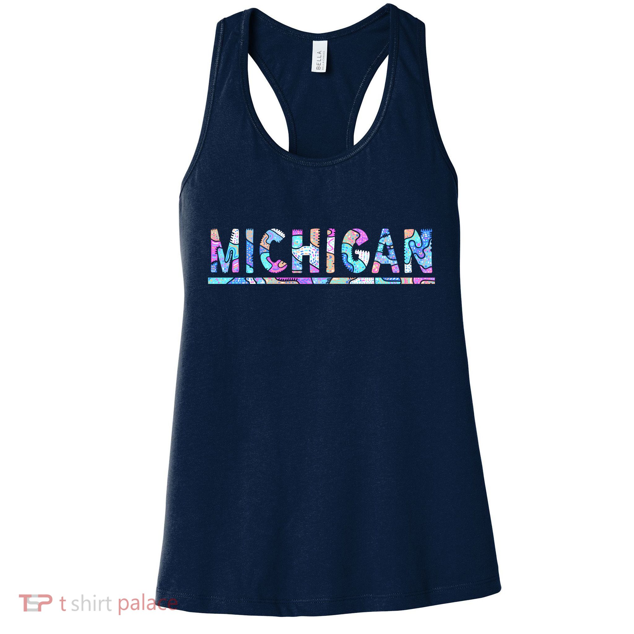 Michigan Patterned Curves Logo Womens Tank Top