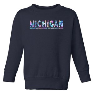 Michigan Patterned Curves Logo Toddler Sweatshirt