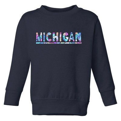 Michigan Patterned Curves Logo Toddler Sweatshirt