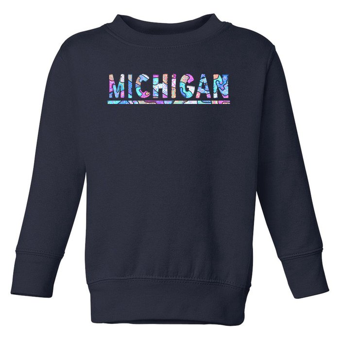 Michigan Patterned Curves Logo Toddler Sweatshirt