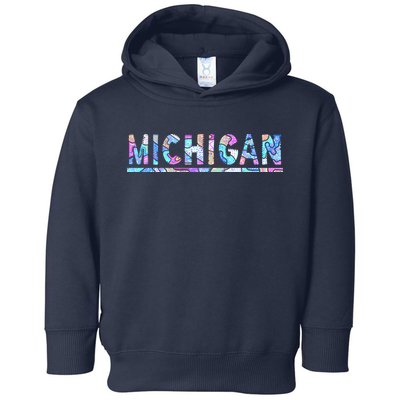 Michigan Patterned Curves Logo Toddler Hoodie