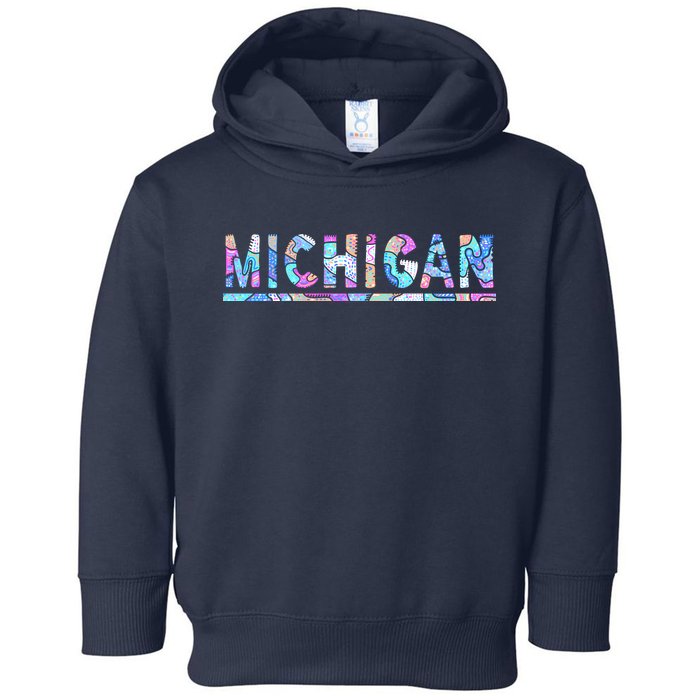 Michigan Patterned Curves Logo Toddler Hoodie