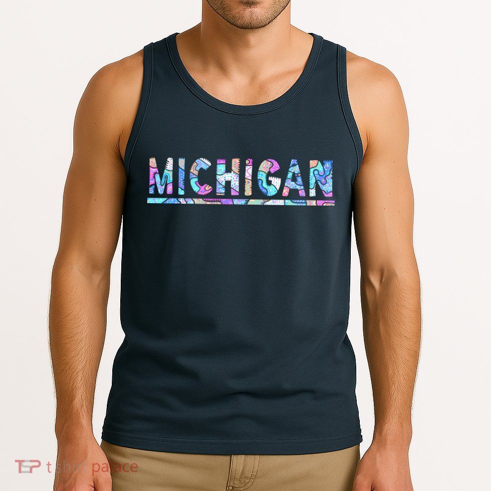Michigan Patterned Curves Logo Tank Top