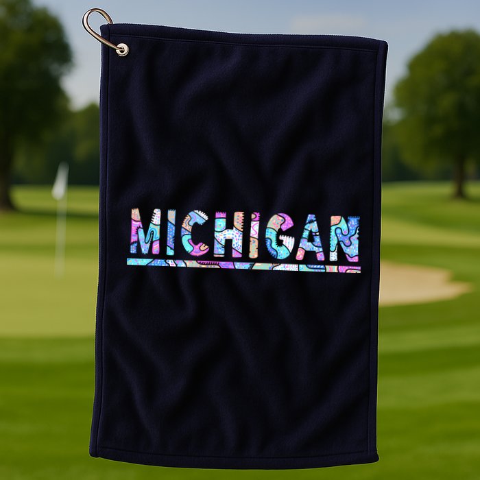 Michigan Patterned Curves Logo Golf Towel