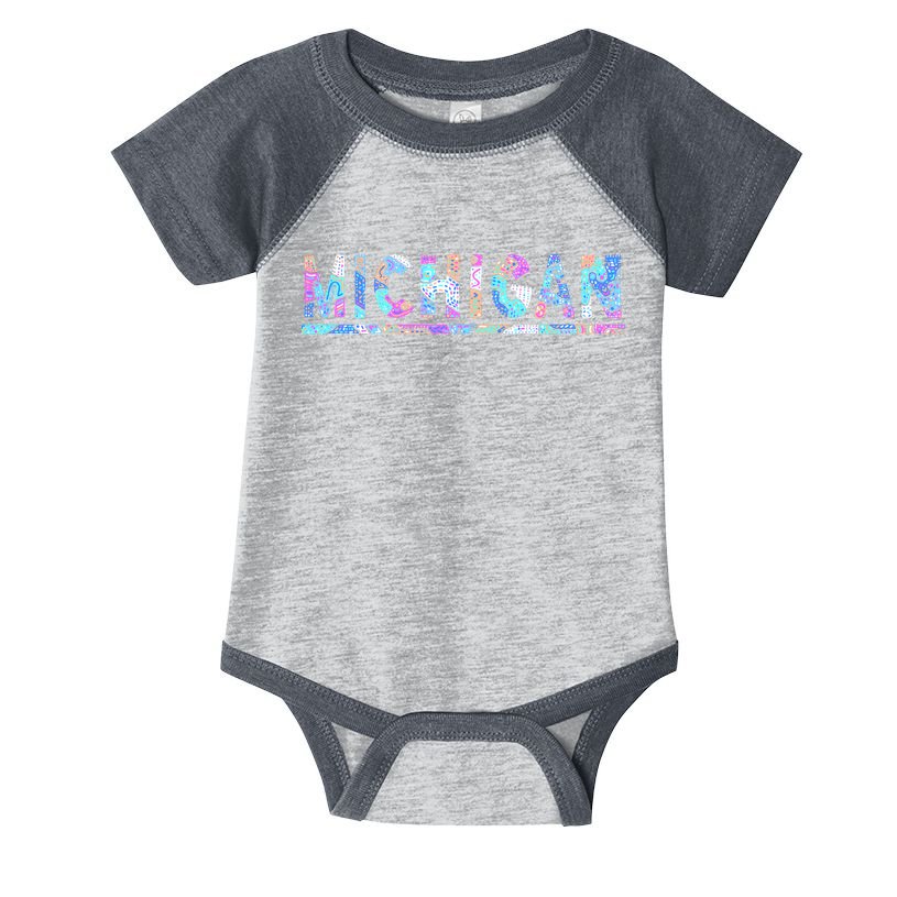 Michigan Patterned Curves Logo Infant Baby Jersey Bodysuit