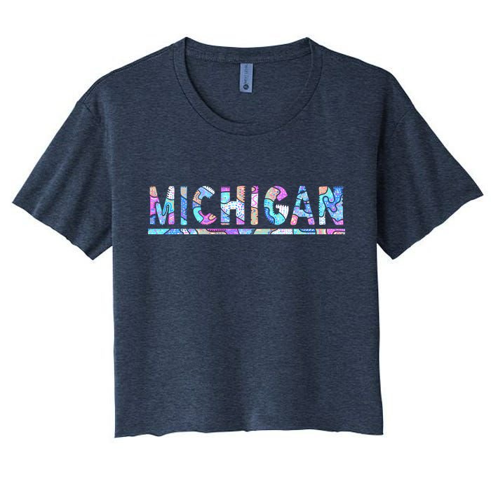 Michigan Patterned Curves Logo Crop Top