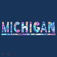 Michigan Patterned Curves Logo Women's V-Neck T-Shirt