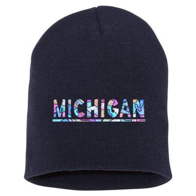 Michigan Patterned Curves Logo Short Acrylic Beanie