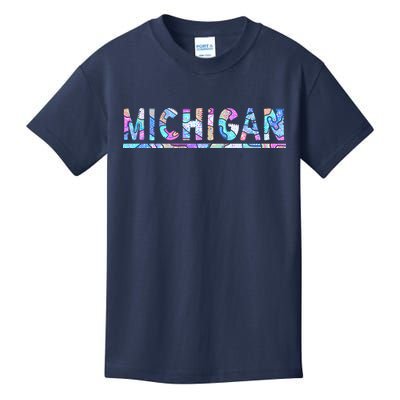 Michigan Patterned Curves Logo Kids T-Shirt