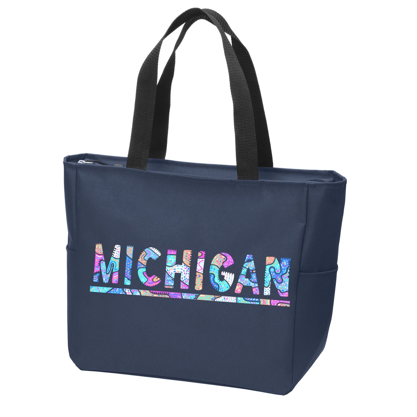 Michigan Patterned Curves Logo Zip Tote Bag