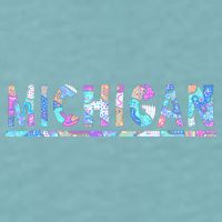 Michigan Patterned Curves Logo Sueded Cloud Jersey T-Shirt
