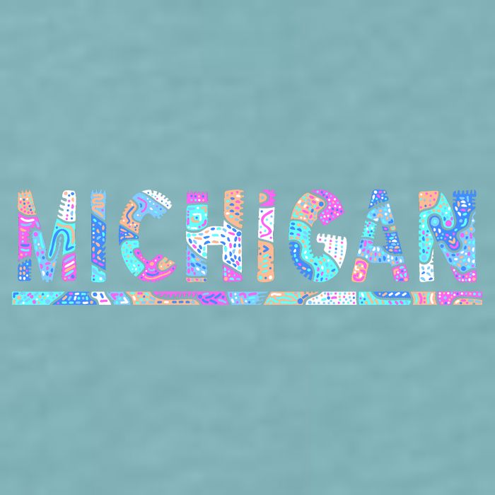 Michigan Patterned Curves Logo Sueded Cloud Jersey T-Shirt