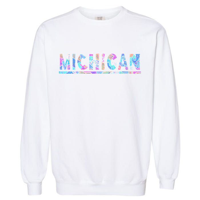 Michigan Patterned Curves Logo Garment-Dyed Sweatshirt