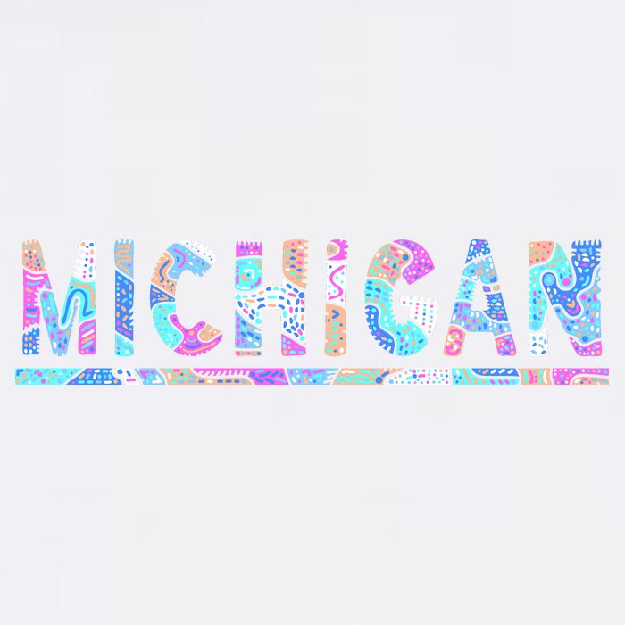 Michigan Patterned Curves Logo Garment-Dyed Sweatshirt