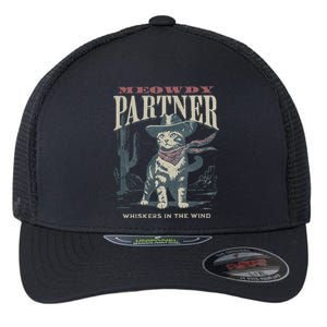 Meowdy Partner Cowboy Cat Country Western Flexfit Unipanel Trucker Cap