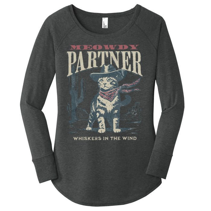 Meowdy Partner Cowboy Cat Country Western Women's Perfect Tri Tunic Long Sleeve Shirt