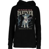 Meowdy Partner Cowboy Cat Country Western Womens Funnel Neck Pullover Hood